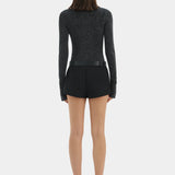 Sir Chiano Long Sleeve Top in Black Silver