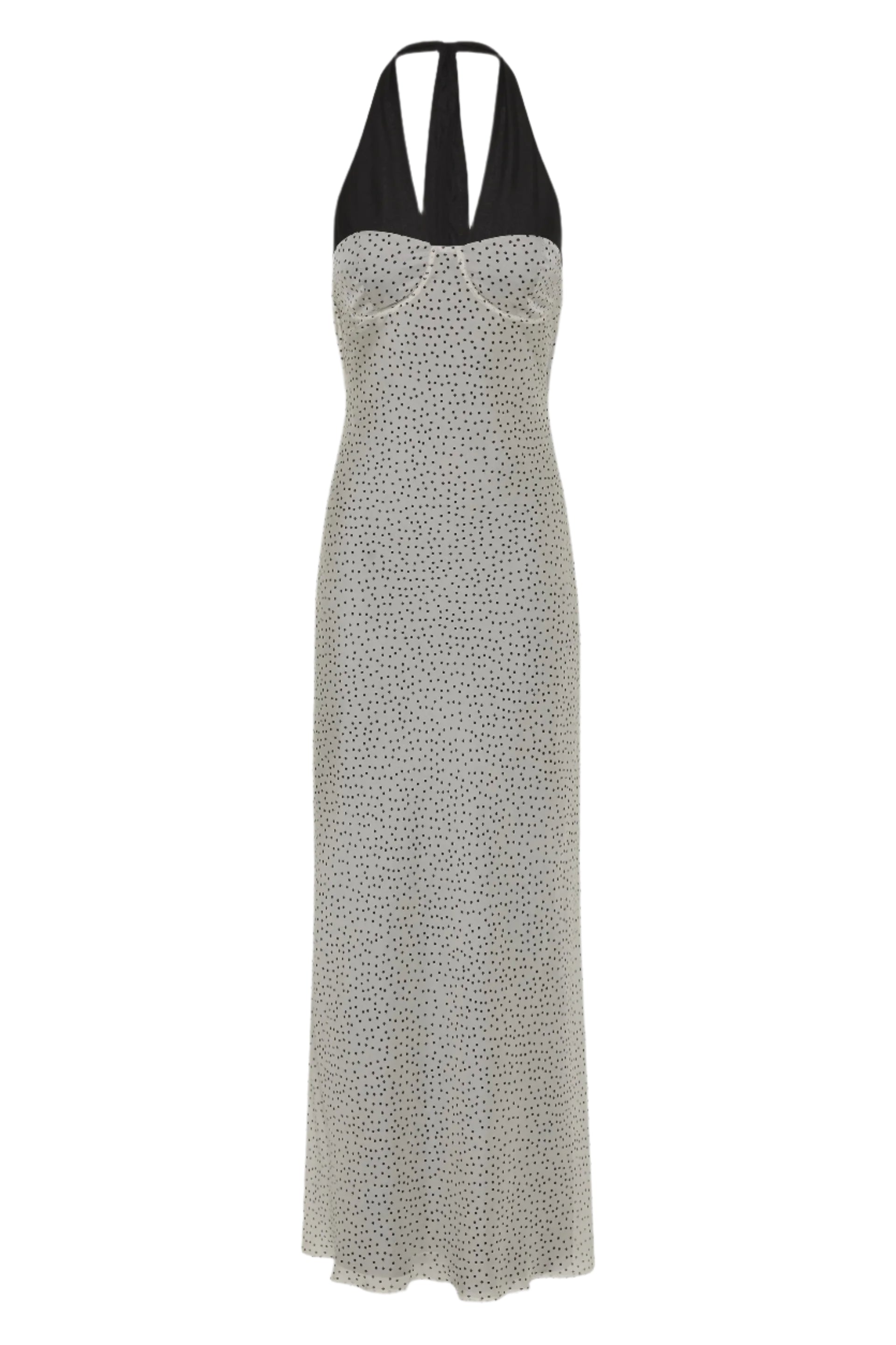 Sir Lisander Halter Midi Dress in Polka Dot Bianca Denim Iniquity Sir Lisander Halter Midi Dress in Polka Dot Bianca Denim Iniquity