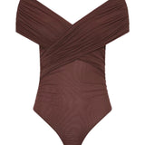 Sir Jacques Gathered Bodysuit in Espresso
