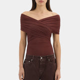 Sir Jacques Gathered Bodysuit in Espresso
