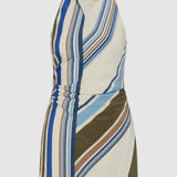 Sir Thistle Halter Mini Dress in Blue Baiadera