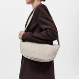 St Agni Lattice Weave Crescent Bag in Creme