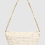 St Agni Lattice Weave Crescent Bag in Creme