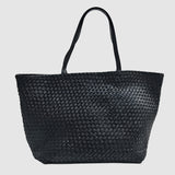 St Agni Large Woven Trapeze Bag in Black