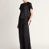 Lee Mathews Stella Silk Satin Pant in Midnight