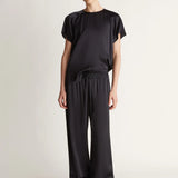 Lee Mathews Stella Silk Satin Pant in Midnight