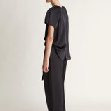 Lee Mathews Stella Silk Satin Pant in Midnight
