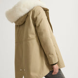 Yves Salomon Parka 72cm in Sable and Ivory