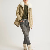 Yves Salomon Parka 72cm in Sable and Ivory