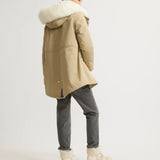 Yves Salomon Parka 72cm in Sable and Ivory