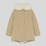 Yves Salomon Parka 72cm in Sable and Ivory