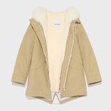 Yves Salomon Parka 72cm in Sable and Ivory
