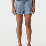 Bassike Denim Pull On Mini Short in Classic Stone Wash