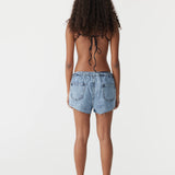 Bassike Denim Pull On Mini Short in Classic Stone Wash
