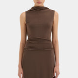 Sir Matheo Draped Tank in Truffle