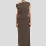 Sir Sol Off Shoulder Gown in Mocha