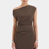 Sir Sol Off Shoulder Gown in Mocha