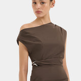 Sir Sol Off Shoulder Gown in Mocha
