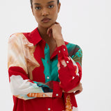 Muma World Murex Long Sleeve Silk Shirt in Red
