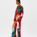 Muma World Murex Long Sleeve Silk Shirt in Red