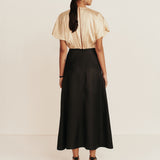 Esse Gilded Midi Dress in Black & Golden