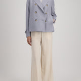 Harris Wharf Cropped Trench in Pearl Grey