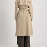 Harris Wharf Double Vent Trench Coat Scuba in Sand