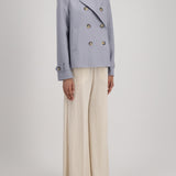 Harris Wharf Cropped Trench in Pearl Grey