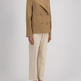 Harris Wharf Peacoat in Tan