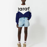 Isabel Marant Houston Two-Tone Logo Sweatshirt - Light Blue