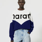 Isabel Marant Houston Two-Tone Logo Sweatshirt - Light Blue