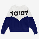 Isabel Marant Houston Two-Tone Logo Sweatshirt - Light Blue