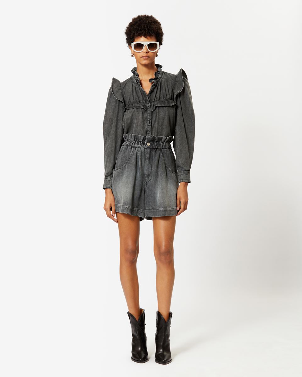 Isabel Marant Titea Fluid Denim Shorts - Grey