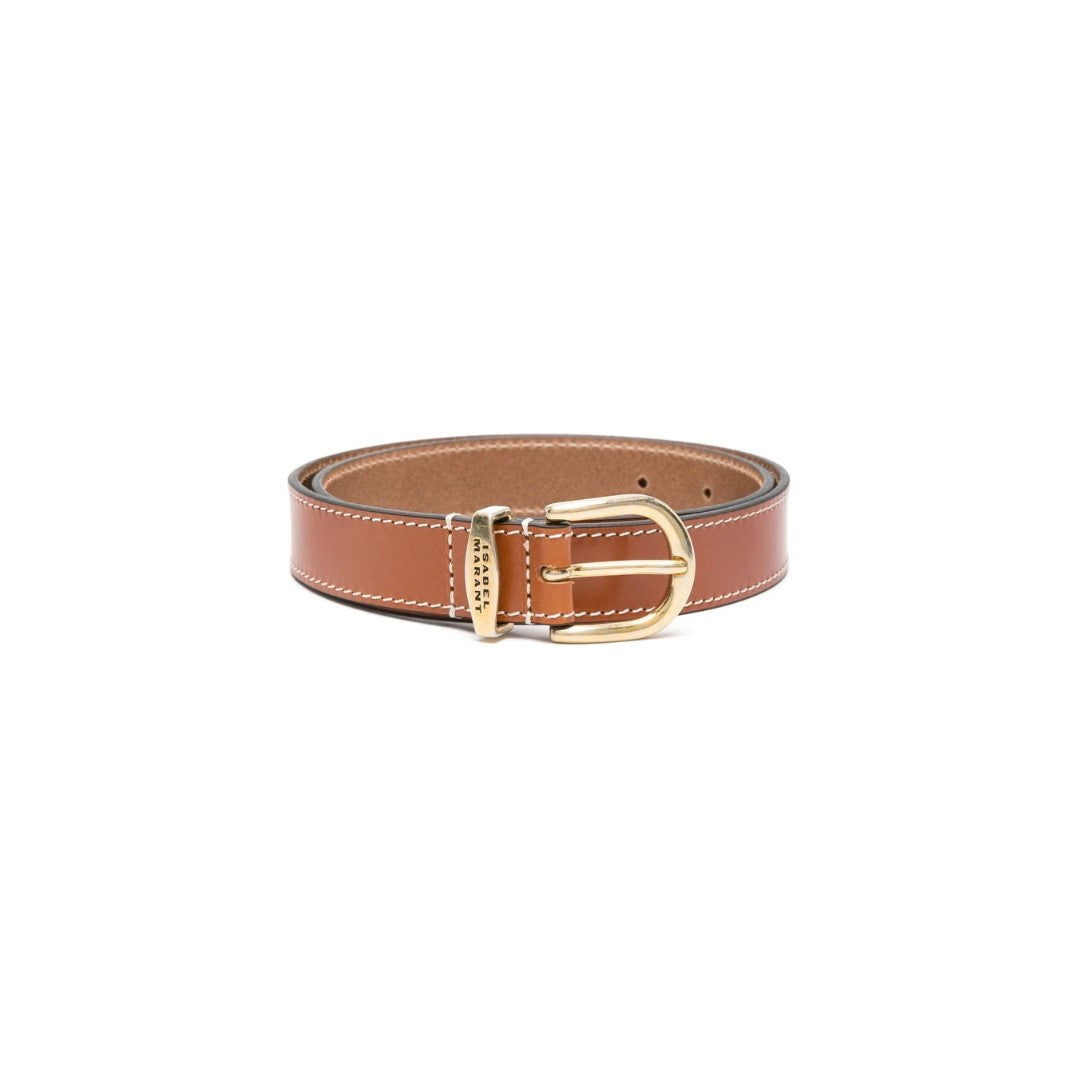 Isabel Marant Zadd Leather Belt - Natural/Gold