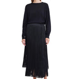 Jac + Jack Marquee Wool Fringe Skirt in Black