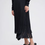 Jac + Jack Marquee Wool Fringe Skirt in Black