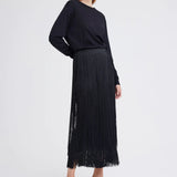 Jac + Jack Marquee Wool Fringe Skirt in Black