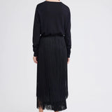 Jac + Jack Marquee Wool Fringe Skirt in Black