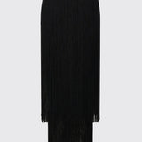Jac + Jack Marquee Wool Fringe Skirt in Black