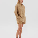 LMND Chiara Long Sleeve Shirt Classic in Toffee
