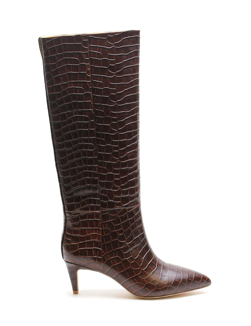 La Tribe Sloane Knee High Boot Chocolate Croc – Denim Iniquity