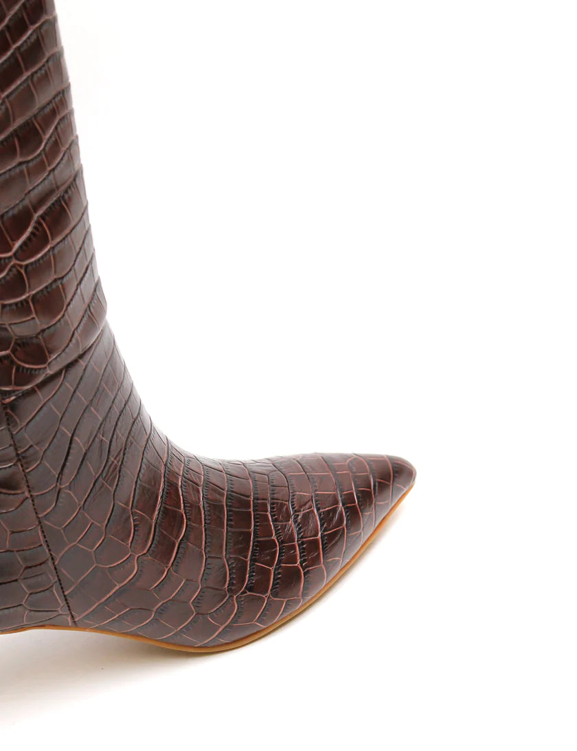 La Tribe Sloane Knee High Boot - Chocolate Croc