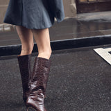 La Tribe Sloane Knee High Boot - Chocolate Croc