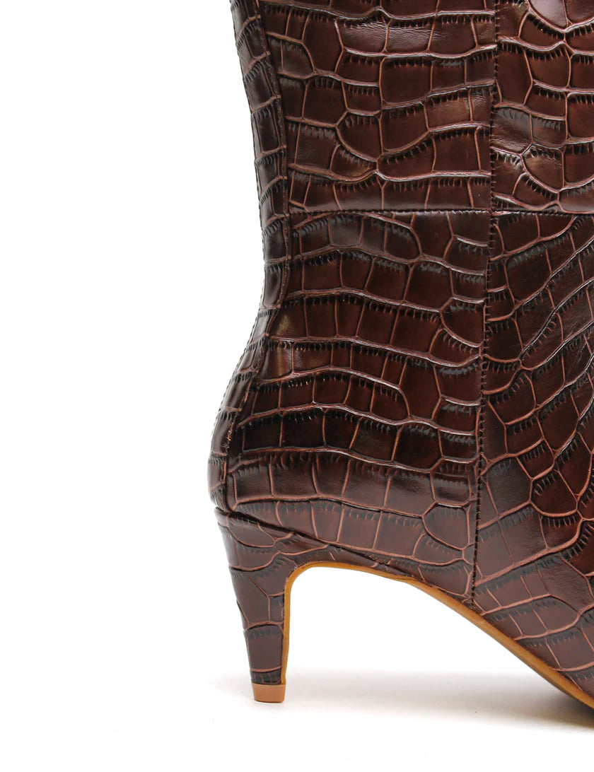 La Tribe Sloane Knee High Boot - Chocolate Croc