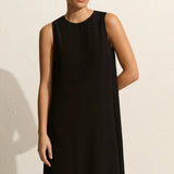 Matteau Curved Waist Midi Dress in Black
