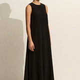 Matteau Curved Waist Midi Dress in Black