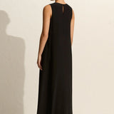 Matteau Curved Waist Midi Dress in Black