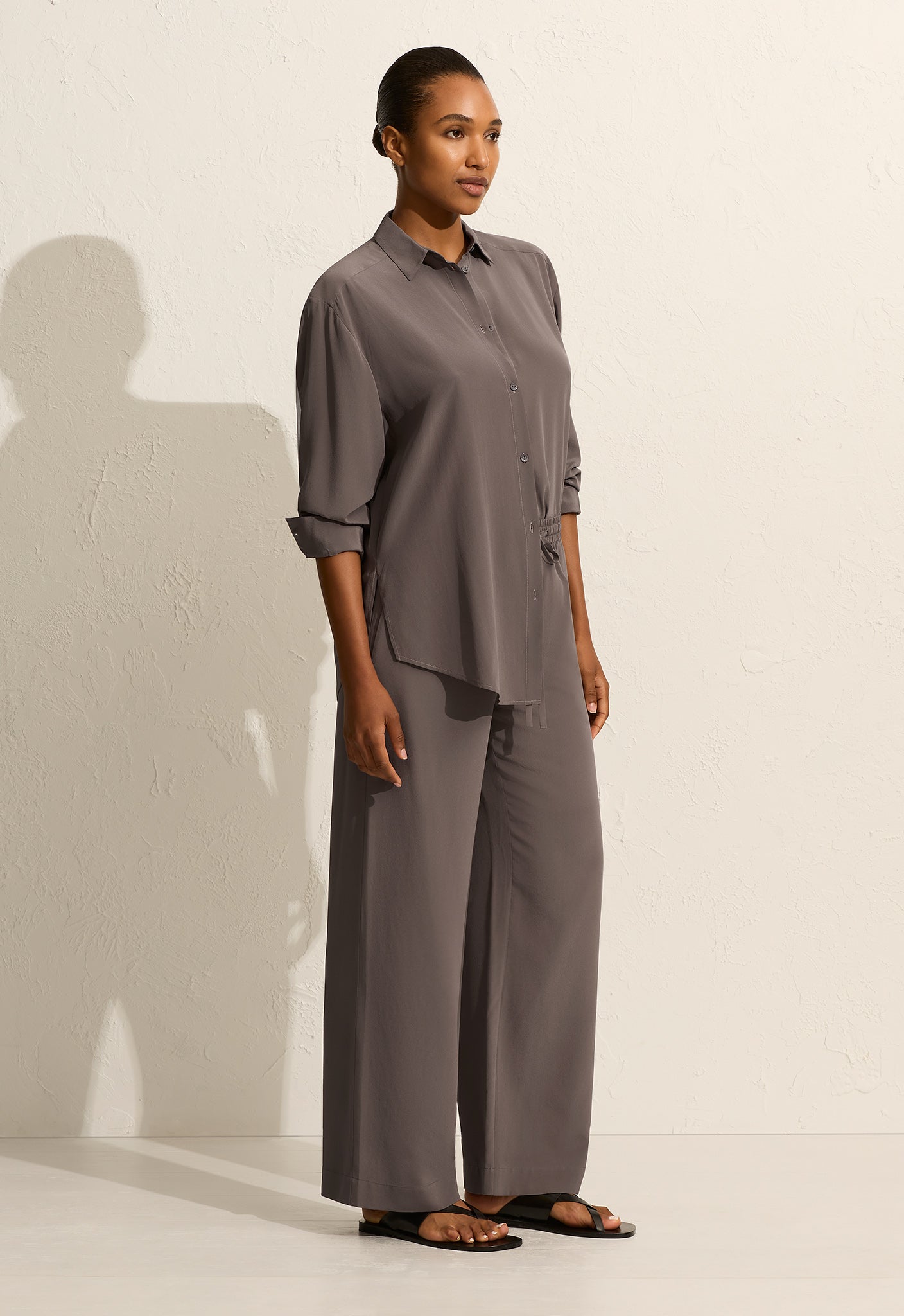 Matteau Long Sleeve Silk Shirt - Slate