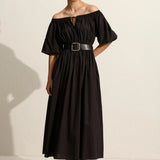 Matteau Off The Shoulder Midi Dress - Black