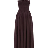 Matteau Shirred Bodice Dress in Aubergine